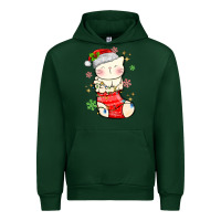 Forest Green christmas cat in Urban Hoodie - MaliasSmallBusiness