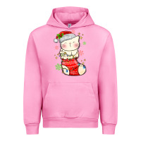 Fuchsia Pink christmas cat in Urban Hoodie - MaliasSmallBusiness