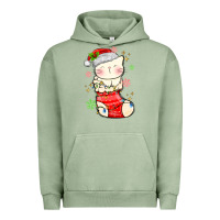 Pigment Oil Green christmas cat in Urban Hoodie - MaliasSmallBusiness