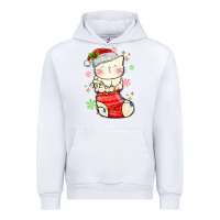 White christmas cat in Urban Hoodie - MaliasSmallBusiness
