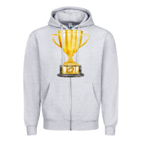 Heather Grey throphy cup Zipper Hoodie - FaDigitalArtStudio