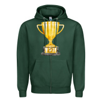 Sports Green throphy cup Zipper Hoodie - FaDigitalArtStudio