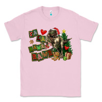 Bubblegum Pink Fa La La Trex Christmas Classic Tee - FaDigitalArtStudio