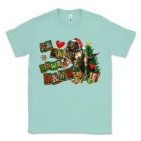 Seafoam Fa La La Trex Christmas Classic Tee - FaDigitalArtStudio