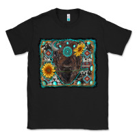 Black american bison wıth sunflower and gemstone Classic Tee - RanaPortraitStore