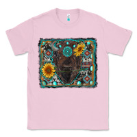 Bubblegum Pink american bison wıth sunflower and gemstone Classic Tee - RanaPortraitStore