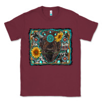 Burgundy american bison wıth sunflower and gemstone Classic Tee - RanaPortraitStore