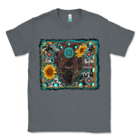 Charcoal Heather american bison wıth sunflower and gemstone Classic Tee - RanaPortraitStore