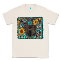 Natural american bison wıth sunflower and gemstone Classic Tee - RanaPortraitStore