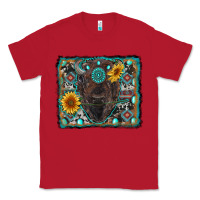 Red american bison wıth sunflower and gemstone Classic Tee - RanaPortraitStore