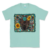 Seafoam american bison wıth sunflower and gemstone Classic Tee - RanaPortraitStore
