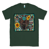 Sports Green american bison wıth sunflower and gemstone Classic Tee - RanaPortraitStore