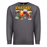 Charcoal Heather Cheers Christmas Coctail Premium Sweatshirt - AdoDesignShop