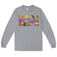 Heather Grey aloha coffe cups Long Sleeve Tee - texasbilliewilder