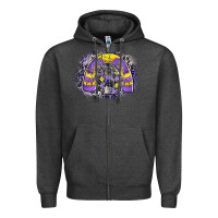 Charcoal Heather halloween rainbow Zipper Hoodie - CowhideDigitalArt