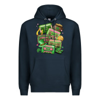 Navy st patrick's day cassette tapes Premium Hoodie - MaliasSmallBusiness