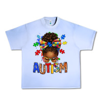 Grape Ice Autism Awareness afro messy bu Urban Heavy Tee - texasbilliewilder