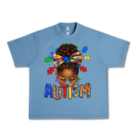 Pebble Blue Autism Awareness afro messy bu Urban Heavy Tee - texasbilliewilder
