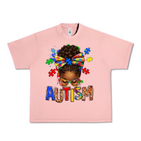Salmon Autism Awareness afro messy bu Urban Heavy Tee - texasbilliewilder