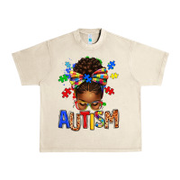 Sandshell Autism Awareness afro messy bu Urban Heavy Tee - texasbilliewilder