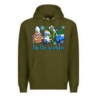 Army Green tis the season christmas tree  cake winter and snowman Premium Hoodie - AdoDesignShop