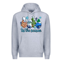 Heather Grey tis the season christmas tree  cake winter and snowman Premium Hoodie - AdoDesignShop