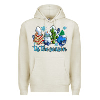 Oatmeal Heather tis the season christmas tree  cake winter and snowman Premium Hoodie - AdoDesignShop
