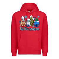 Red tis the season christmas tree  cake winter and snowman Premium Hoodie - AdoDesignShop