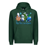 Sports Green tis the season christmas tree  cake winter and snowman Premium Hoodie - AdoDesignShop