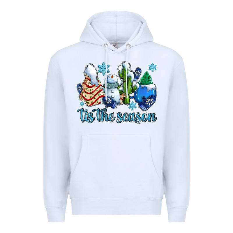 Tis The Season Christmas Tree  Cake Winter And Snowman Premium Hoodie by AdoDesignShop | Teevron