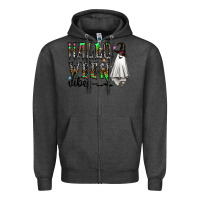 Charcoal Heather halloween vibes Zipper Hoodie - CowhideDigitalArt