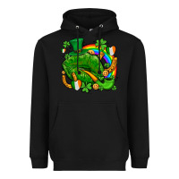 Black st patricks lips with horseshoe rainbow and shamrocks Heavyweight Hoodie - AdoDesignShop