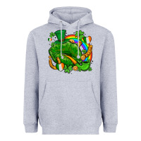 Heather Grey st patricks lips with horseshoe rainbow and shamrocks Heavyweight Hoodie - AdoDesignShop