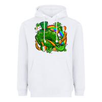 White st patricks lips with horseshoe rainbow and shamrocks Heavyweight Hoodie - AdoDesignShop