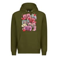 Army Green valentines day cassette tapes Premium Hoodie - MaliasSmallBusiness