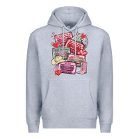 Heather Grey valentines day cassette tapes Premium Hoodie - MaliasSmallBusiness