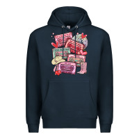 Navy valentines day cassette tapes Premium Hoodie - MaliasSmallBusiness
