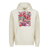 Oatmeal Heather valentines day cassette tapes Premium Hoodie - MaliasSmallBusiness