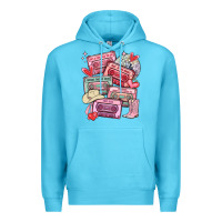 Ocean Blue valentines day cassette tapes Premium Hoodie - MaliasSmallBusiness