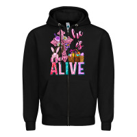 Black he is alive easter Zipper Hoodie - Neo Western