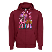 Burgundy he is alive easter Zipper Hoodie - Neo Western