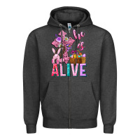 Charcoal Heather he is alive easter Zipper Hoodie - Neo Western