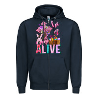 Navy he is alive easter Zipper Hoodie - Neo Western