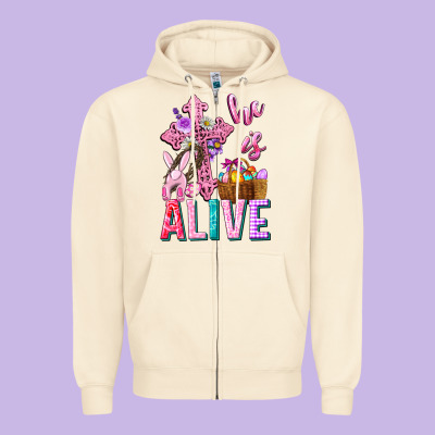 He Is Alive Easter Zipper Hoodie Designed By Neo Western