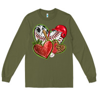 Army Green baseball with strawberry hearts Long Sleeve Tee - texasbilliewilder