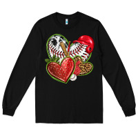 Black baseball with strawberry hearts Long Sleeve Tee - texasbilliewilder