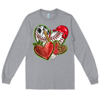 Heather Grey baseball with strawberry hearts Long Sleeve Tee - texasbilliewilder