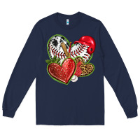 Navy baseball with strawberry hearts Long Sleeve Tee - texasbilliewilder