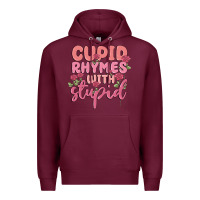Burgundy cupid rhymes with stupid Premium Hoodie - MaliasSmallBusiness