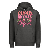 Charcoal Heather cupid rhymes with stupid Premium Hoodie - MaliasSmallBusiness